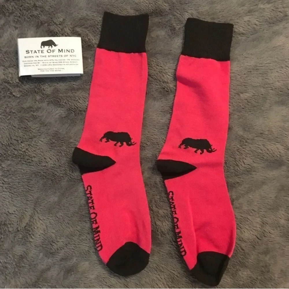 State of Mind Men's Pink and Black Casual Socks